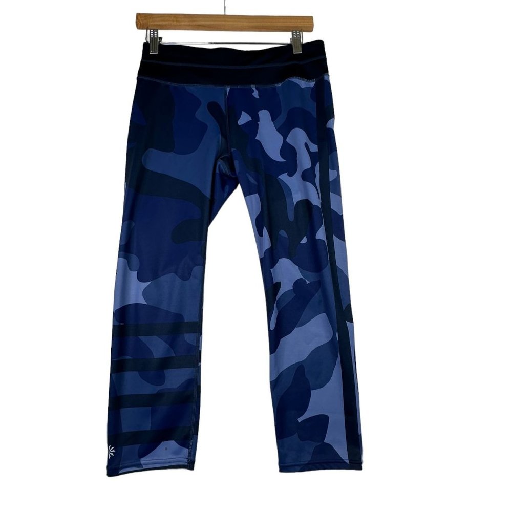 Athleta Cropped Leggings size Medium‎ Blue Camo AS IS